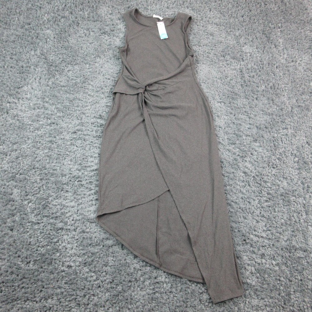 Heatherly Dress Womens Medium Gray Sonia Faux Wrap Asymmetrical Knit NWT